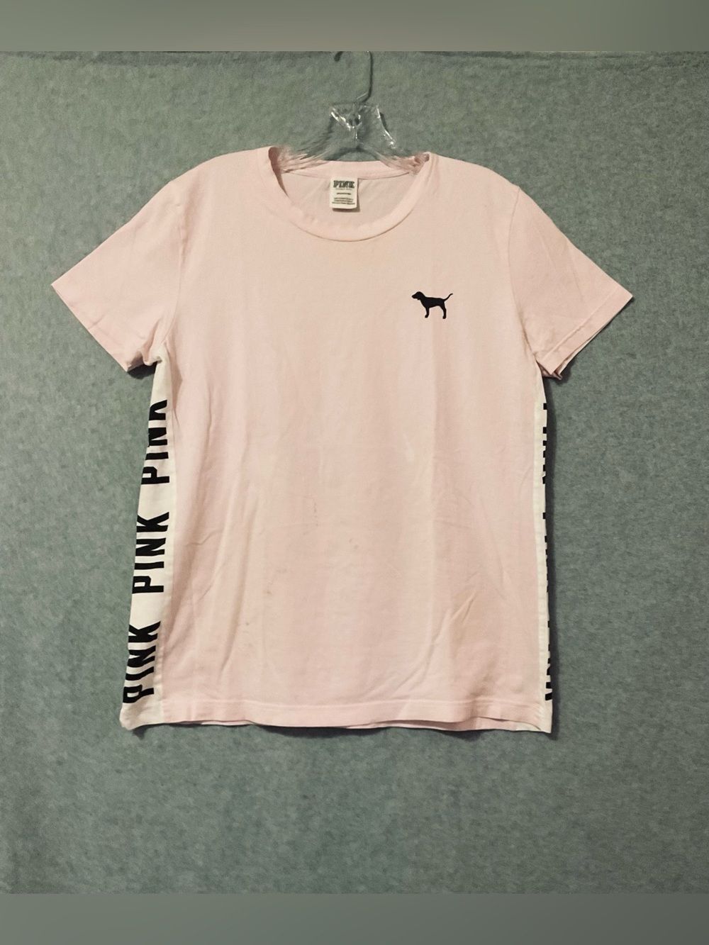 Vintage PINK Victoria's Campus Brush Pink Crew Neck Tee side logo grafic Sz S